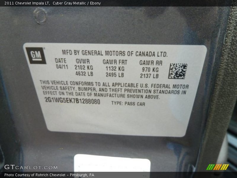 Cyber Gray Metallic / Ebony 2011 Chevrolet Impala LT