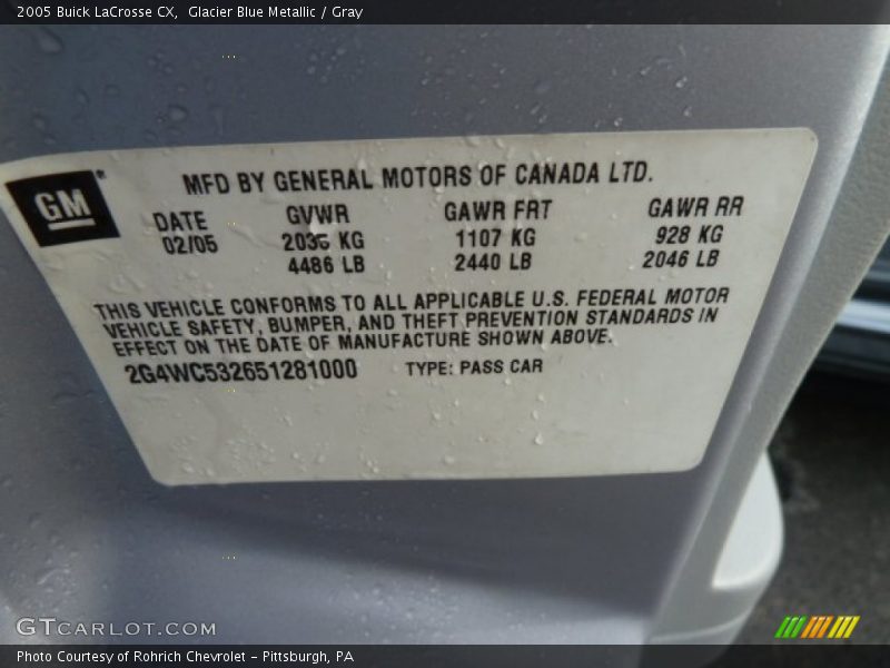 Glacier Blue Metallic / Gray 2005 Buick LaCrosse CX