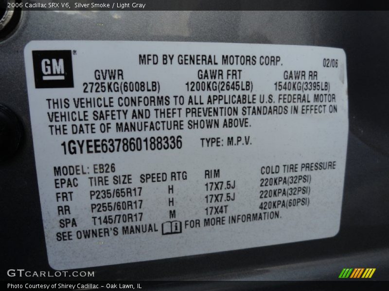 Silver Smoke / Light Gray 2006 Cadillac SRX V6