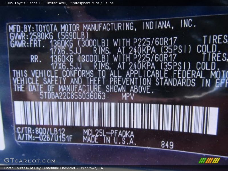 Stratosphere Mica / Taupe 2005 Toyota Sienna XLE Limited AWD