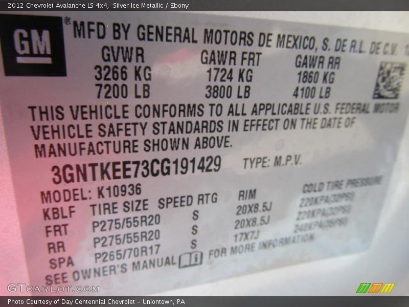 Silver Ice Metallic / Ebony 2012 Chevrolet Avalanche LS 4x4