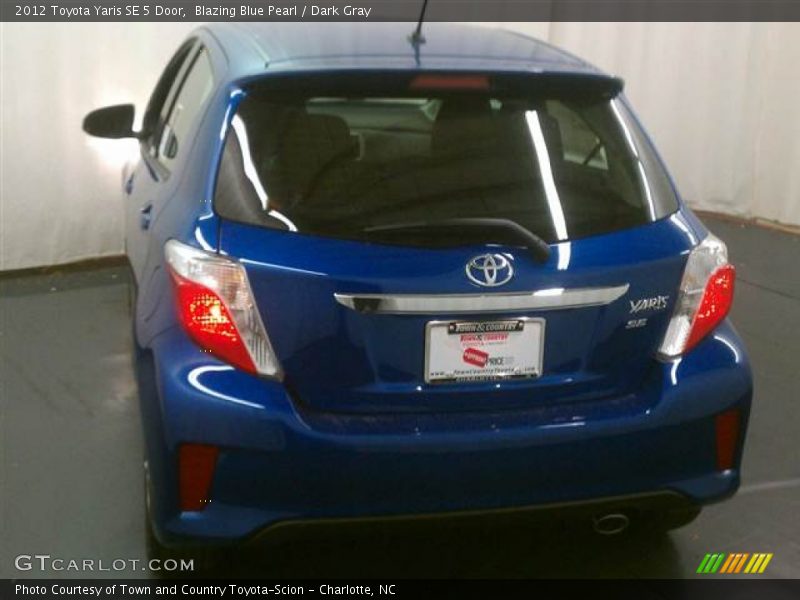 Blazing Blue Pearl / Dark Gray 2012 Toyota Yaris SE 5 Door