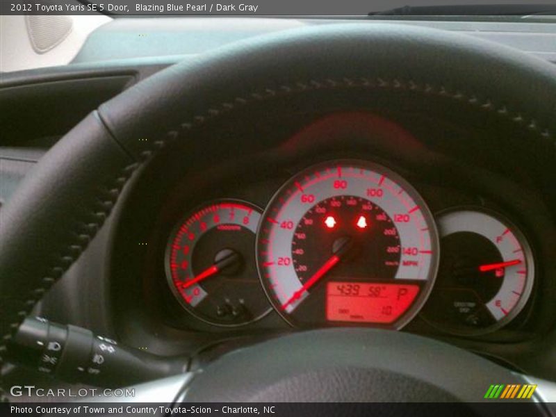 Blazing Blue Pearl / Dark Gray 2012 Toyota Yaris SE 5 Door