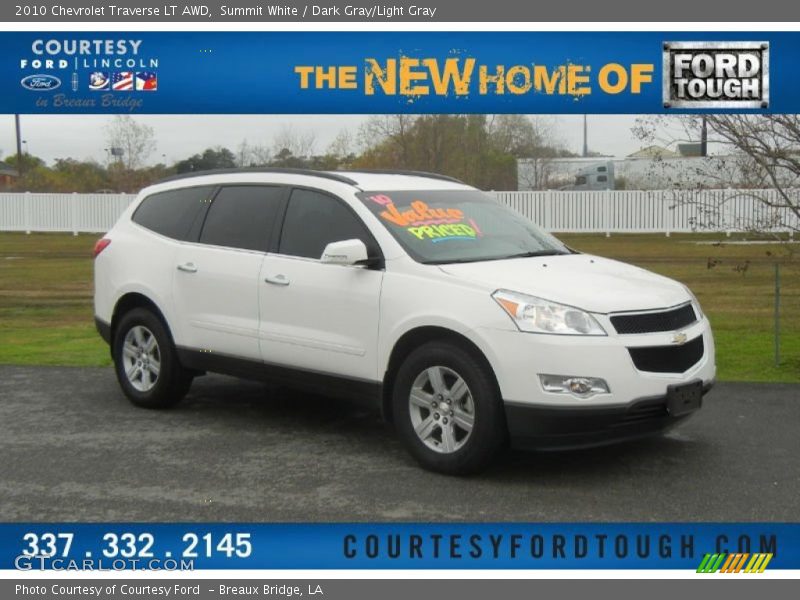 Summit White / Dark Gray/Light Gray 2010 Chevrolet Traverse LT AWD