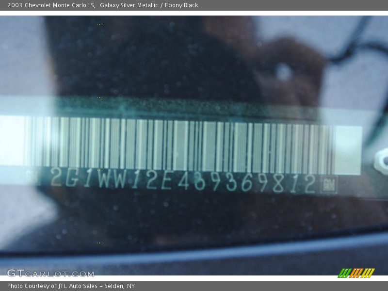 Galaxy Silver Metallic / Ebony Black 2003 Chevrolet Monte Carlo LS