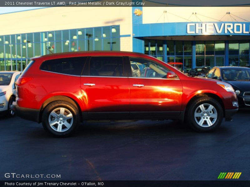 Red Jewel Metallic / Dark Gray/Light Gray 2011 Chevrolet Traverse LT AWD