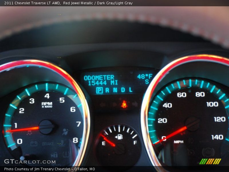 Red Jewel Metallic / Dark Gray/Light Gray 2011 Chevrolet Traverse LT AWD