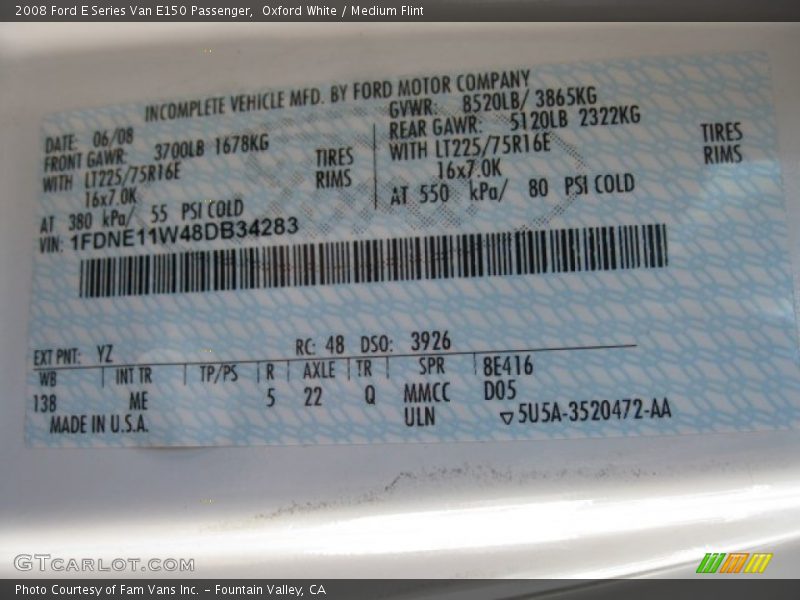 Oxford White / Medium Flint 2008 Ford E Series Van E150 Passenger