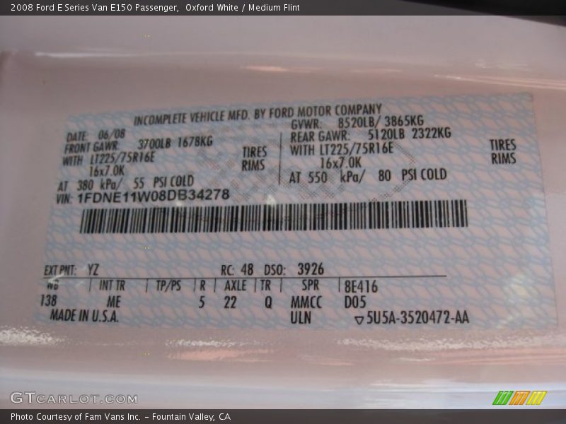 Oxford White / Medium Flint 2008 Ford E Series Van E150 Passenger