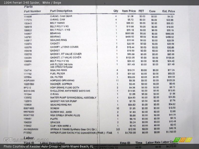 White / Beige 1994 Ferrari 348 Spider