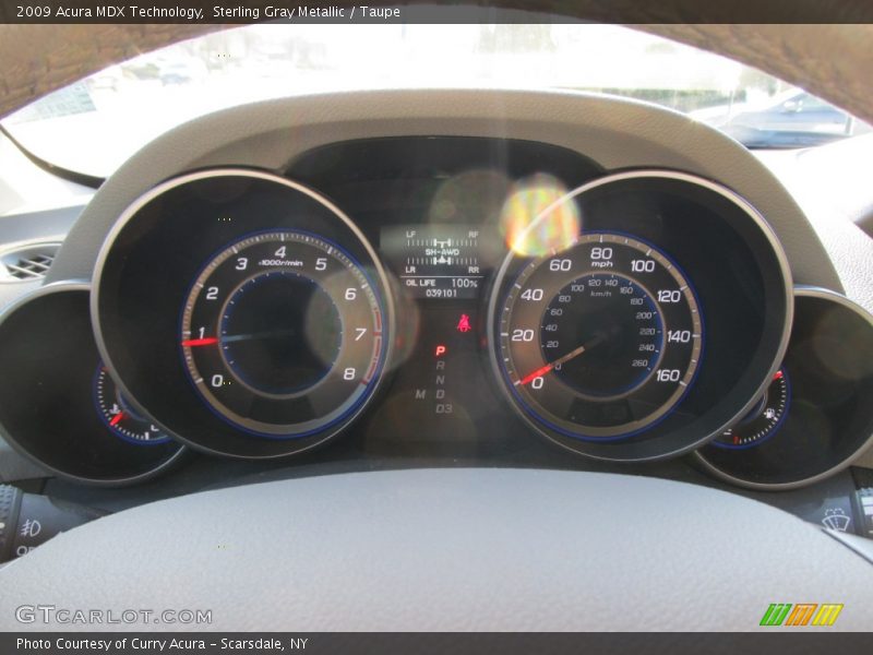 Sterling Gray Metallic / Taupe 2009 Acura MDX Technology