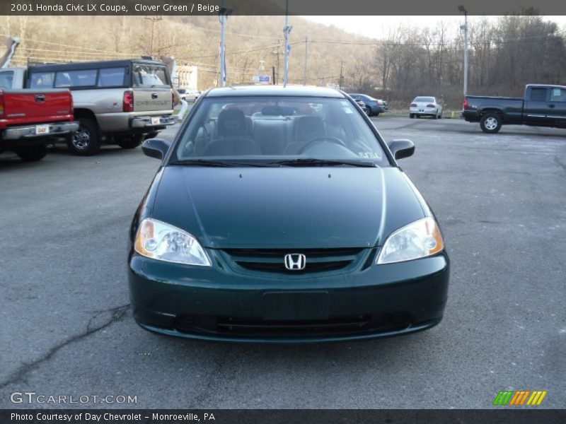 Clover Green / Beige 2001 Honda Civic LX Coupe