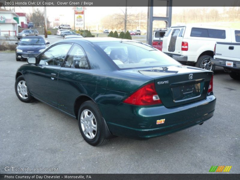 Clover Green / Beige 2001 Honda Civic LX Coupe