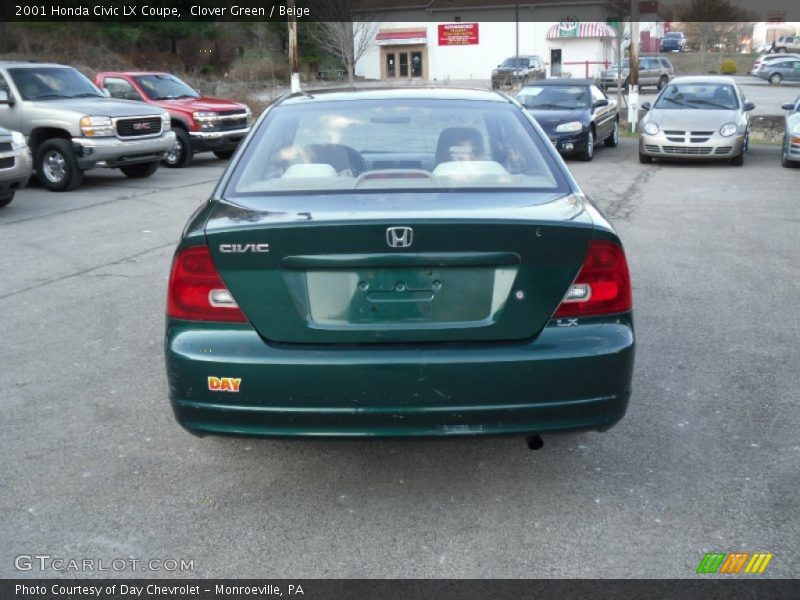 Clover Green / Beige 2001 Honda Civic LX Coupe