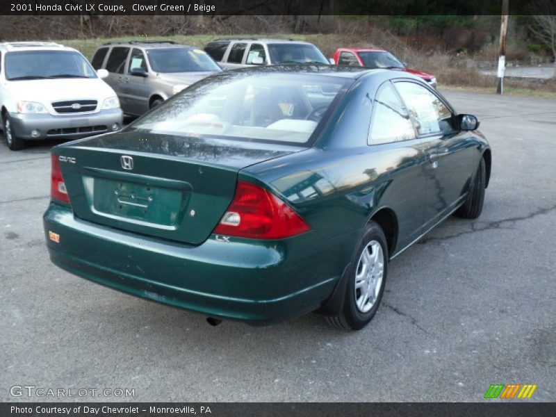 Clover Green / Beige 2001 Honda Civic LX Coupe