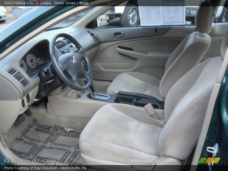 Clover Green / Beige 2001 Honda Civic LX Coupe