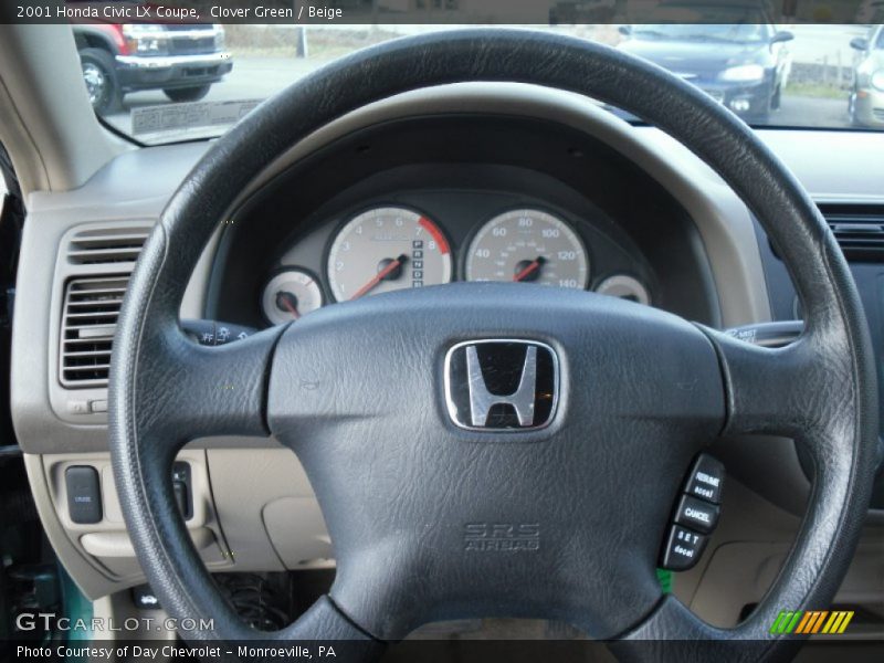 Clover Green / Beige 2001 Honda Civic LX Coupe