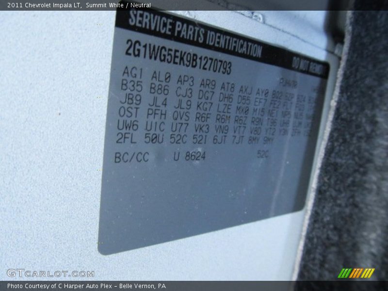 Summit White / Neutral 2011 Chevrolet Impala LT