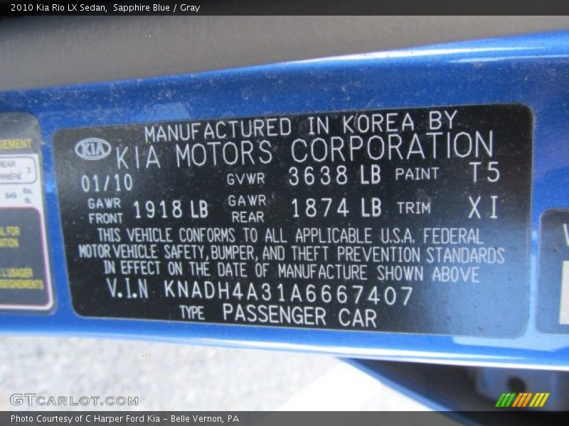 Sapphire Blue / Gray 2010 Kia Rio LX Sedan