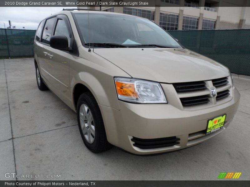 White Gold Pearl / Dark Slate Gray/Light Shale 2010 Dodge Grand Caravan SE