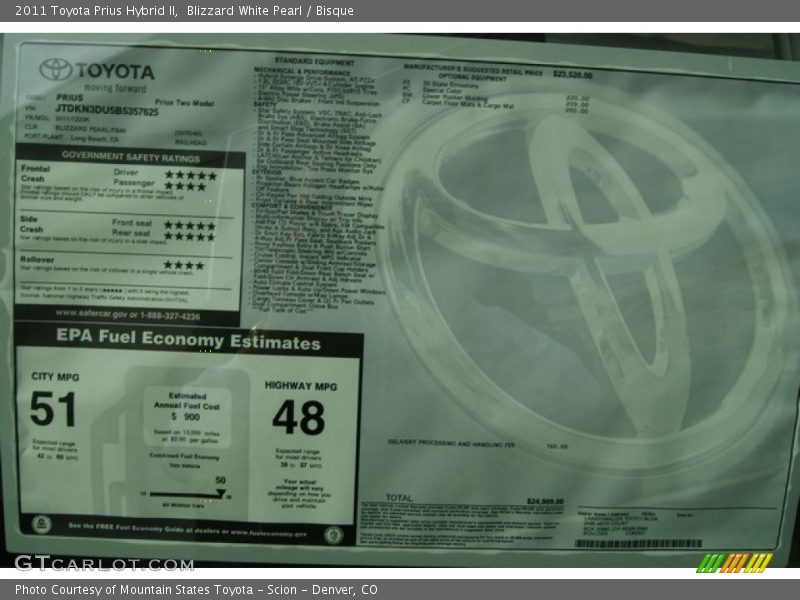 Blizzard White Pearl / Bisque 2011 Toyota Prius Hybrid II