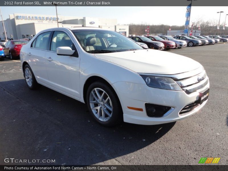 White Platinum Tri-Coat / Charcoal Black 2012 Ford Fusion SEL