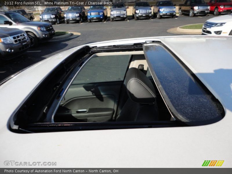 White Platinum Tri-Coat / Charcoal Black 2012 Ford Fusion SEL