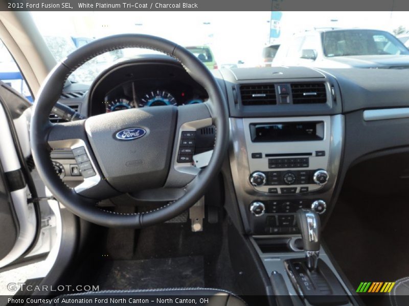 White Platinum Tri-Coat / Charcoal Black 2012 Ford Fusion SEL