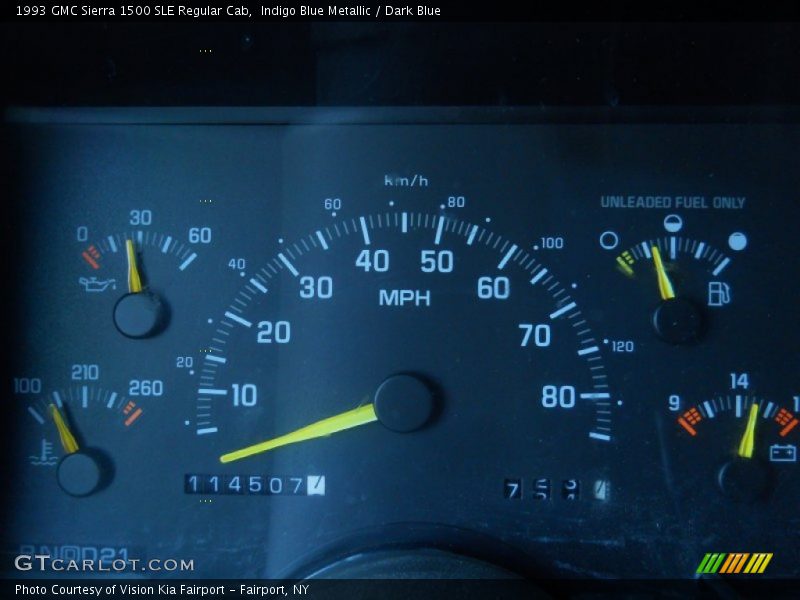 Indigo Blue Metallic / Dark Blue 1993 GMC Sierra 1500 SLE Regular Cab
