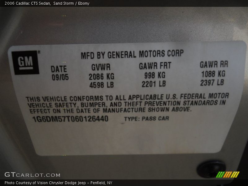 Sand Storm / Ebony 2006 Cadillac CTS Sedan