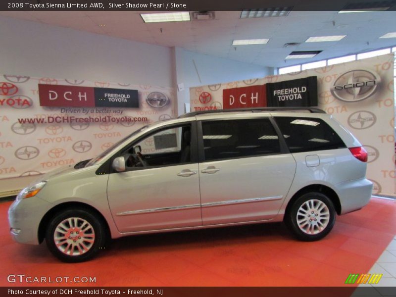 Silver Shadow Pearl / Stone 2008 Toyota Sienna Limited AWD