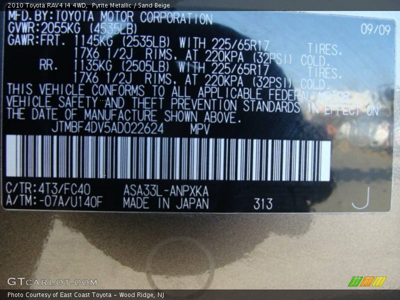 Pyrite Metallic / Sand Beige 2010 Toyota RAV4 I4 4WD