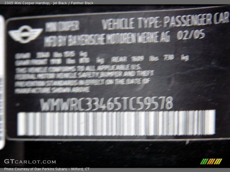 Jet Black / Panther Black 2005 Mini Cooper Hardtop