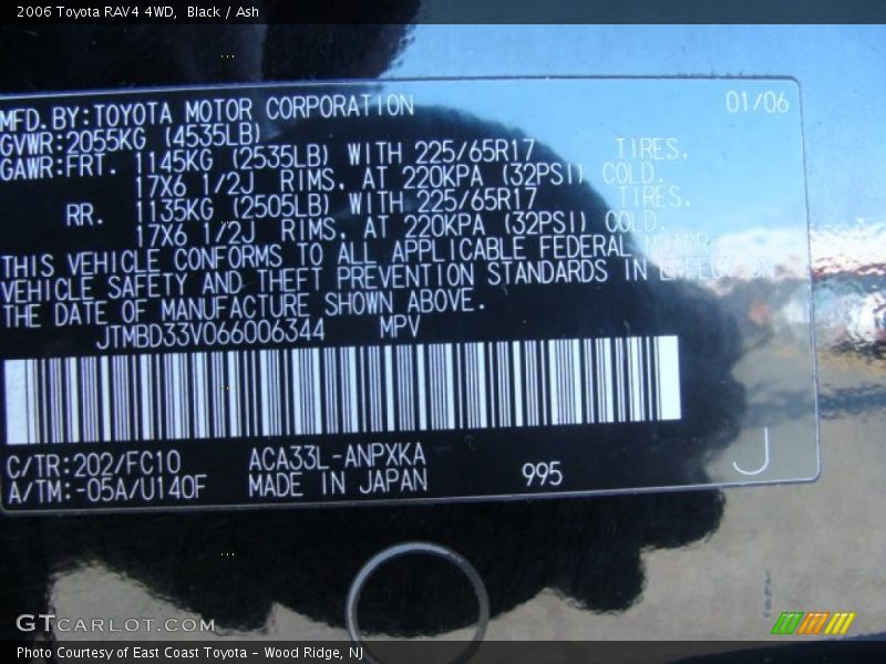 Black / Ash 2006 Toyota RAV4 4WD