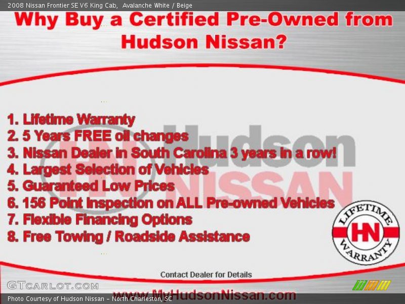 Avalanche White / Beige 2008 Nissan Frontier SE V6 King Cab