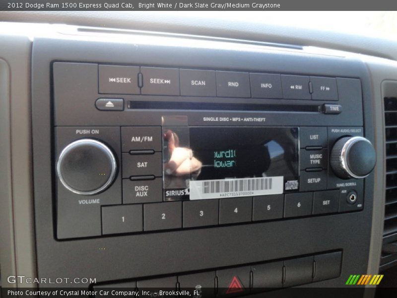 Bright White / Dark Slate Gray/Medium Graystone 2012 Dodge Ram 1500 Express Quad Cab