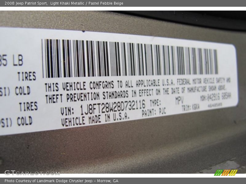Light Khaki Metallic / Pastel Pebble Beige 2008 Jeep Patriot Sport