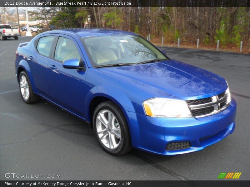 Blue Streak Pearl / Black/Light Frost Beige 2012 Dodge Avenger SXT