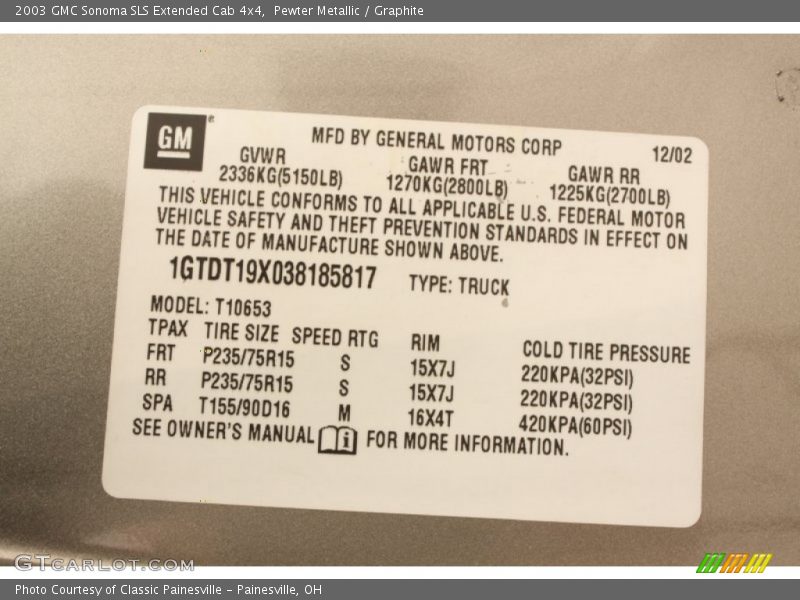 Pewter Metallic / Graphite 2003 GMC Sonoma SLS Extended Cab 4x4