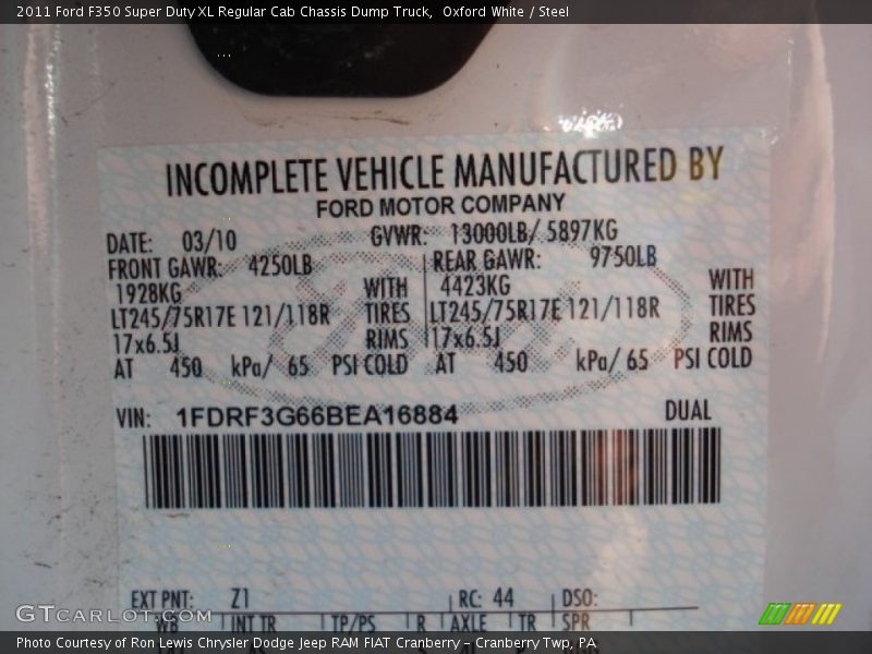 Oxford White / Steel 2011 Ford F350 Super Duty XL Regular Cab Chassis Dump Truck