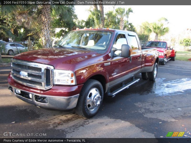 Dark Toreador Red Metallic / Tan 2006 Ford F350 Super Duty Lariat Crew Cab Dually