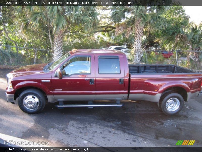 Dark Toreador Red Metallic / Tan 2006 Ford F350 Super Duty Lariat Crew Cab Dually