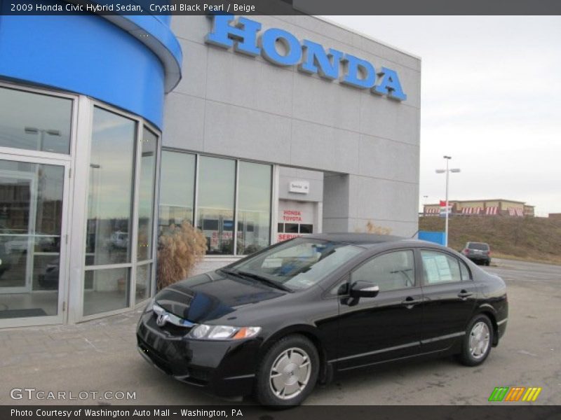 Crystal Black Pearl / Beige 2009 Honda Civic Hybrid Sedan