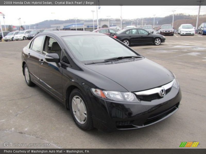 Crystal Black Pearl / Beige 2009 Honda Civic Hybrid Sedan