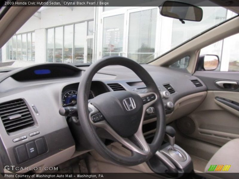 Crystal Black Pearl / Beige 2009 Honda Civic Hybrid Sedan