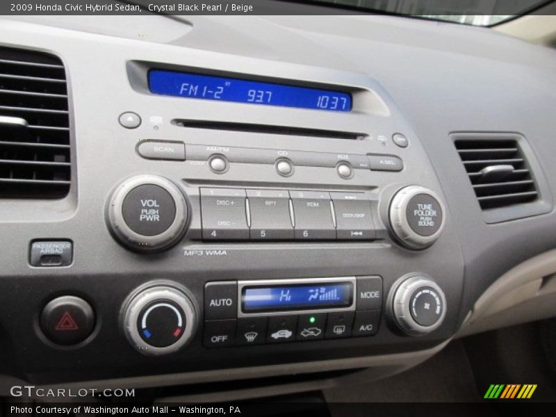 Crystal Black Pearl / Beige 2009 Honda Civic Hybrid Sedan