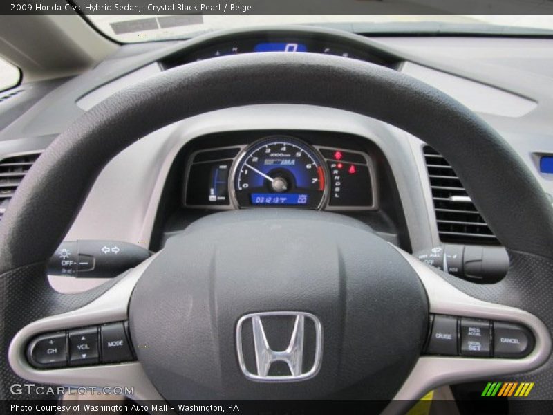 Crystal Black Pearl / Beige 2009 Honda Civic Hybrid Sedan