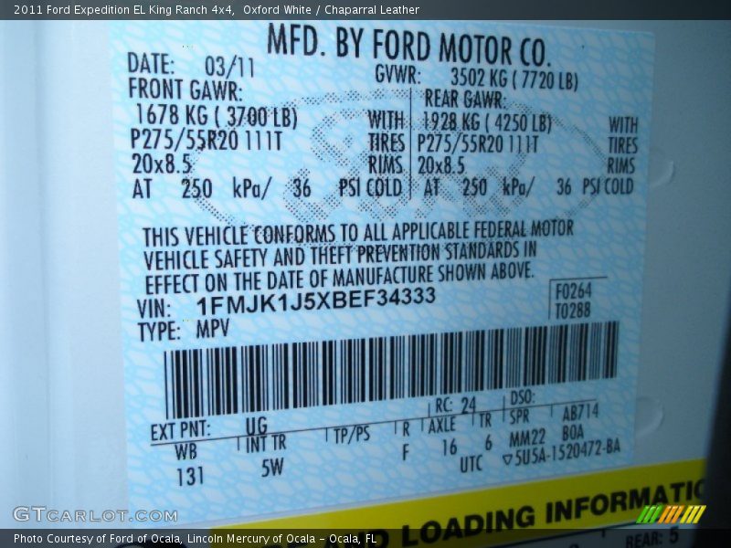 Oxford White / Chaparral Leather 2011 Ford Expedition EL King Ranch 4x4
