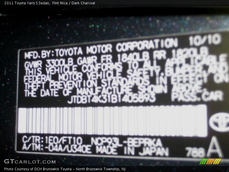 Flint Mica / Dark Charcoal 2011 Toyota Yaris S Sedan