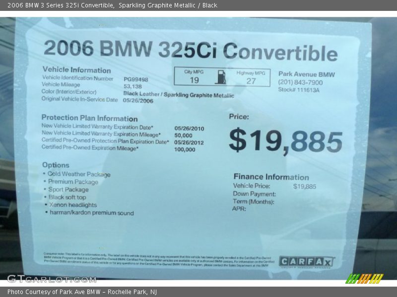 Sparkling Graphite Metallic / Black 2006 BMW 3 Series 325i Convertible